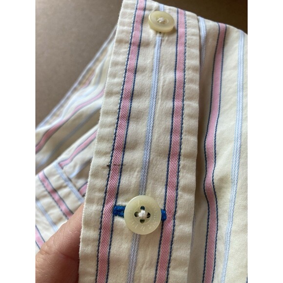 Abercrombie & Fitch Button Up Shirt Men S Pink Stripe Muscle Fit Long Sleeve Vtg - Picture 7 of 11